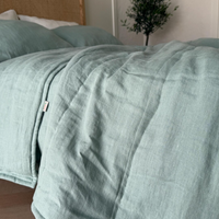 Special listing for Demetra Penner one 230 cm wide x 205 cm long hemp blanket in DIAMOND sewing pattern in thickness 300 g / m2, one side in Ashen Pink linen fabric, the other in Spring linen fabric