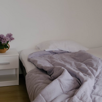 43" x 57" (110 x 145 cm) Lilac HEMP Linen Blanket Quilt Linen Fabric filled organic Hemp Fiber Filler