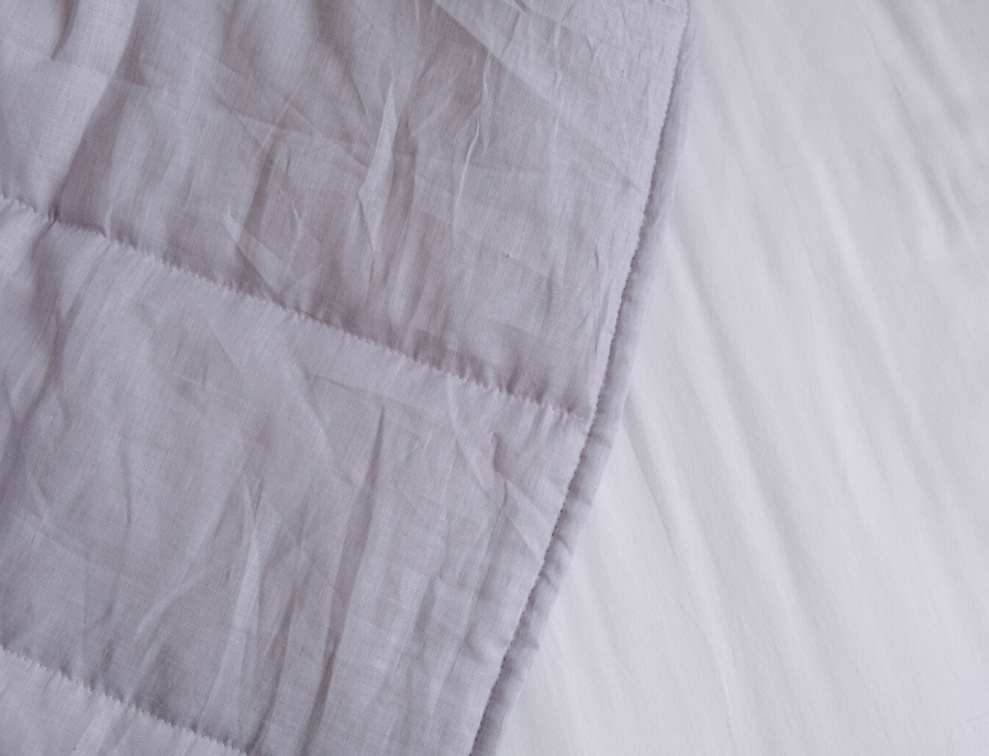 43" x 57" (110 x 145 cm) Lilac HEMP Linen Blanket Quilt Linen Fabric filled organic Hemp Fiber Filler