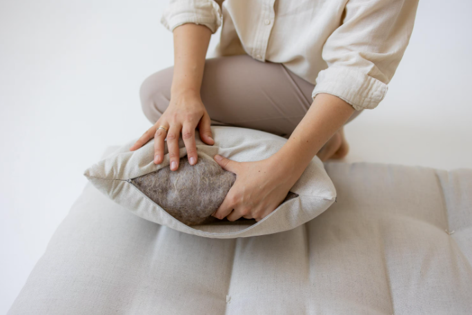 Hemp Shikibuton Pillow custom filled HEMP FIBER in Hemp Fabric with Zipper / Custom Sizes Available / Eco friendly