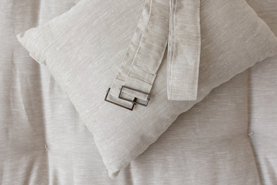 Hemp Linen Shikibuton Mat 3” thick organic mat with hemp fiber filler inside in natural non-dyed Linen fabric