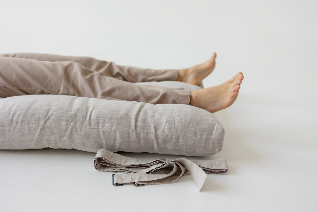 Hemp Linen Shikibuton Mat 3” thick organic mat with hemp fiber filler inside in natural non-dyed Linen fabric