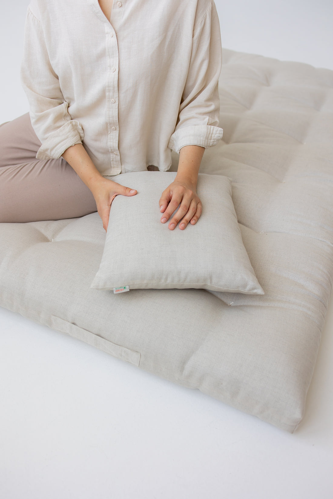 Hemp Shikibuton Pillow custom filled HEMP FIBER in Hemp Fabric with Zipper / Custom Sizes Available / Eco friendly