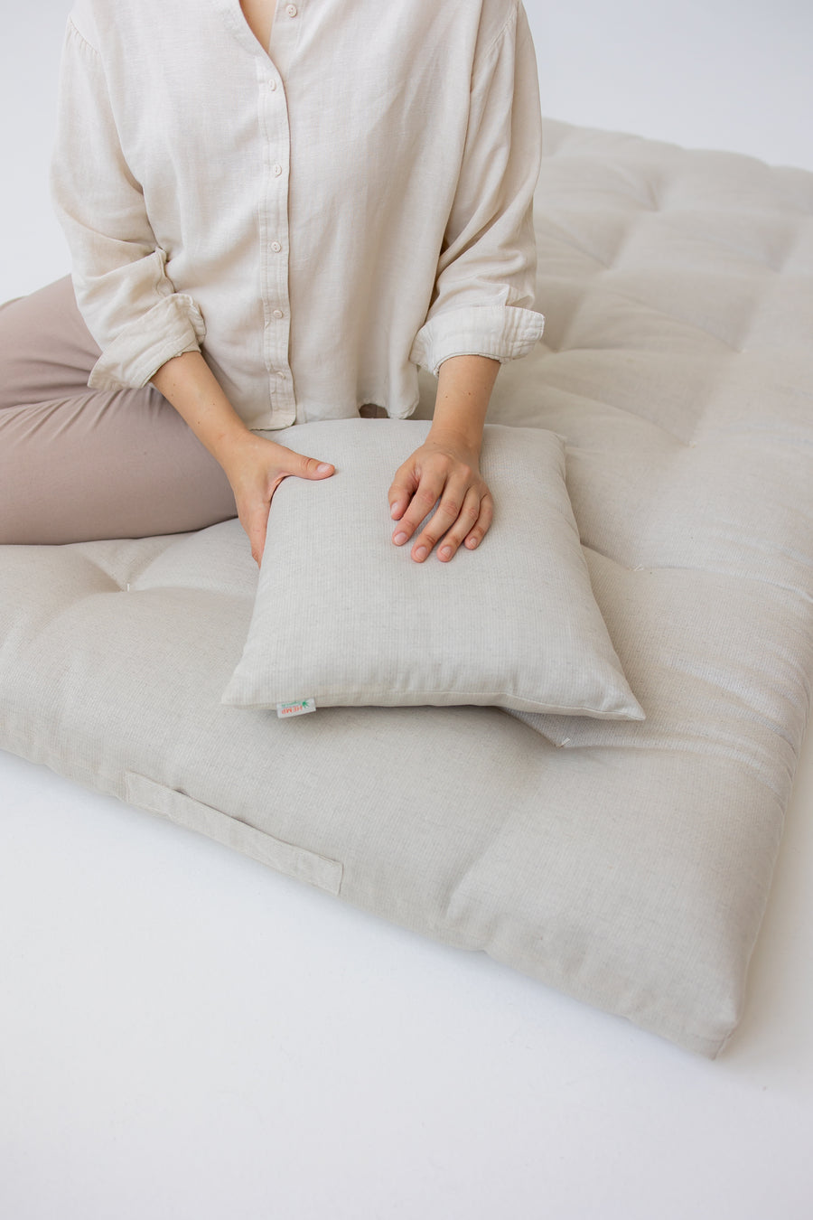 Hemp Shikibuton Pillow custom filled HEMP FIBER in Hemp Fabric with Zipper / Custom Sizes Available / Eco friendly