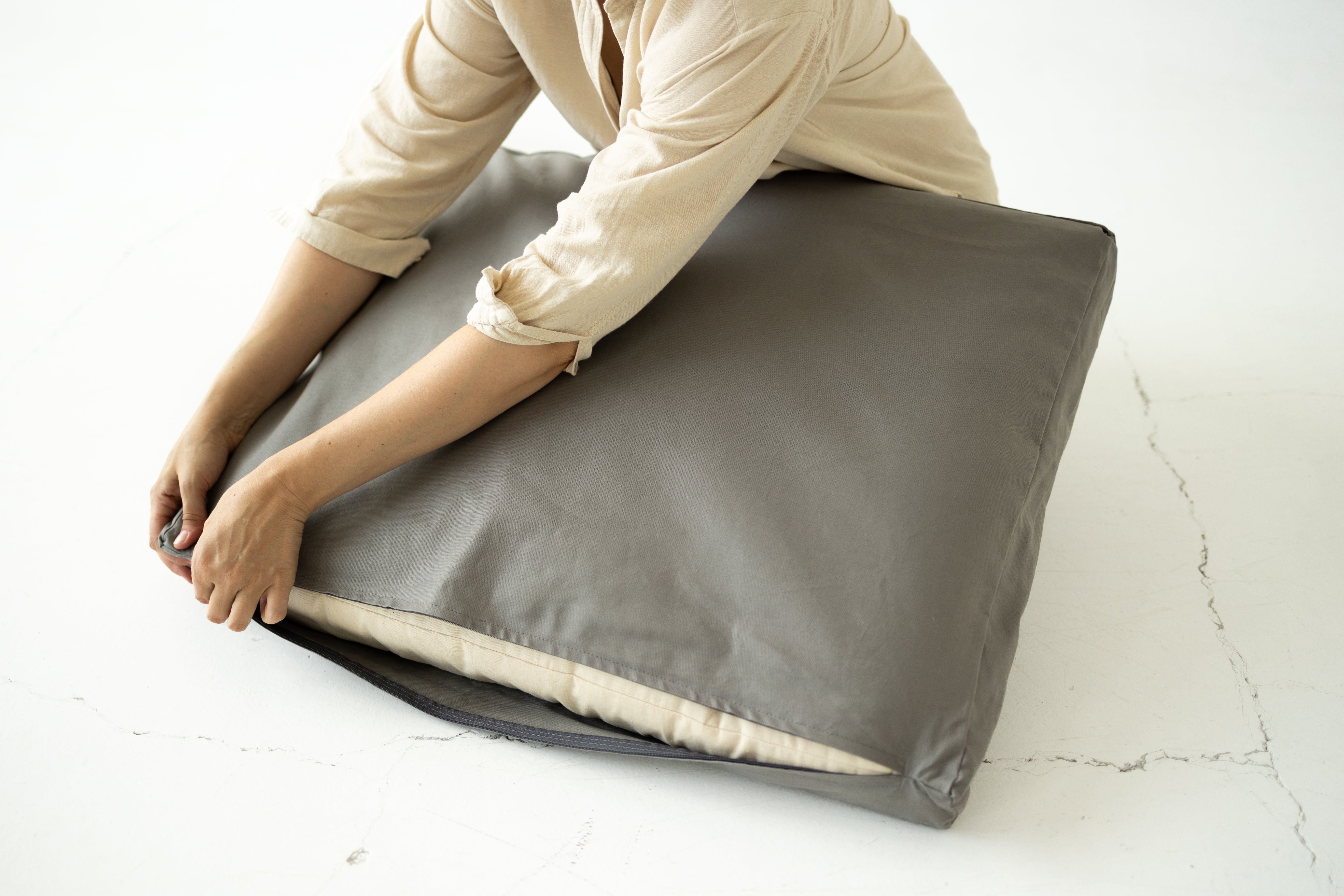 Eco Hemp Outdoor Cushion with Washable Removable Water Repellent Cover Organic Hemp Fiber Filler