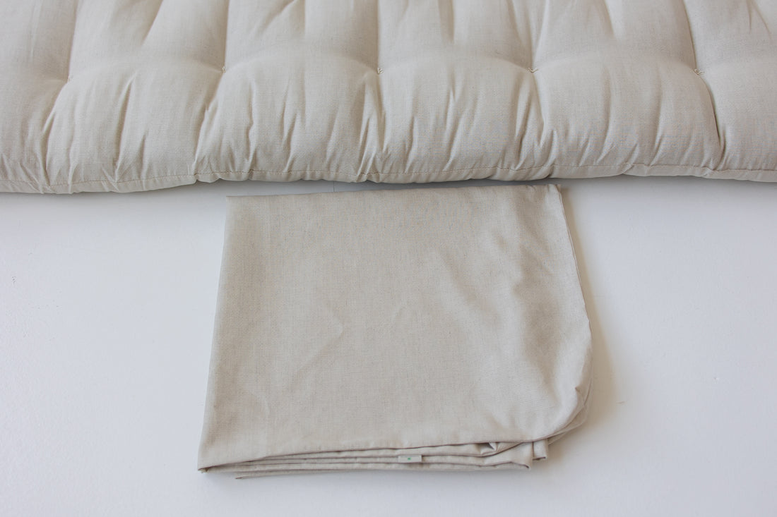 Removable Hemp Cover with Zipper for shikibuton mattress 3" thik / Natural Hemp Fabric / Custom size / Queen Full, Twin, King / Eco-friendly