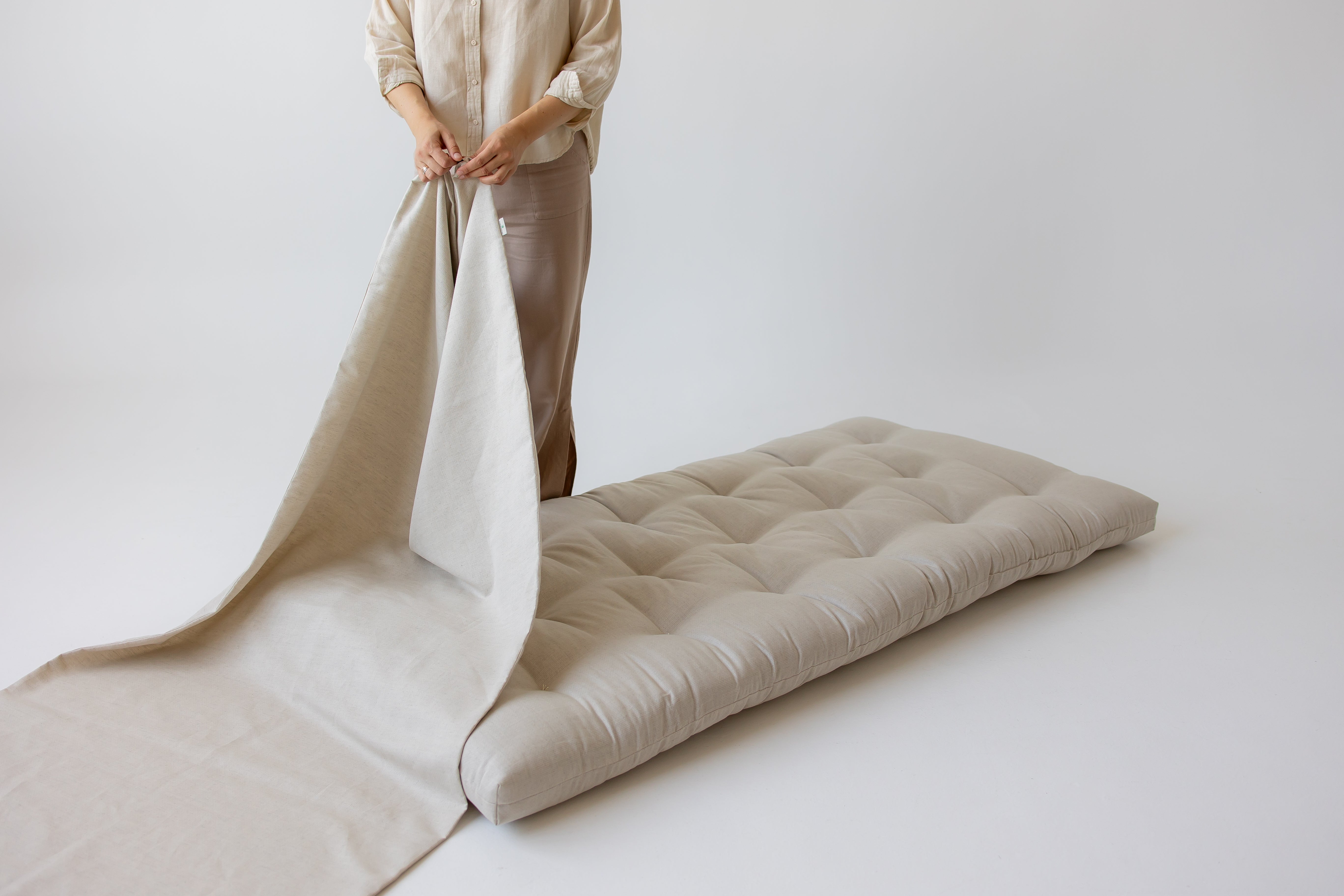 Removable Hemp Cover with Zipper for shikibuton mattress 3" thik / Natural Hemp Fabric / Custom size / Queen Full, Twin, King / Eco-friendly