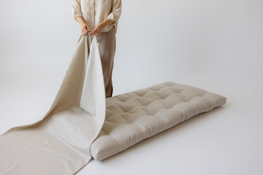 Removable Hemp Cover with Zipper for shikibuton mattress 3" thik / Natural Hemp Fabric / Custom size / Queen Full, Twin, King / Eco-friendly