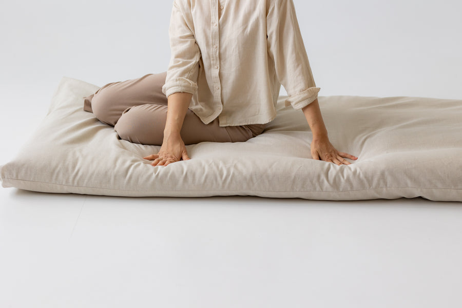 Removable Hemp Cover with Zipper for shikibuton mattress 3" thik / Natural Hemp Fabric / Custom size / Queen Full, Twin, King / Eco-friendly