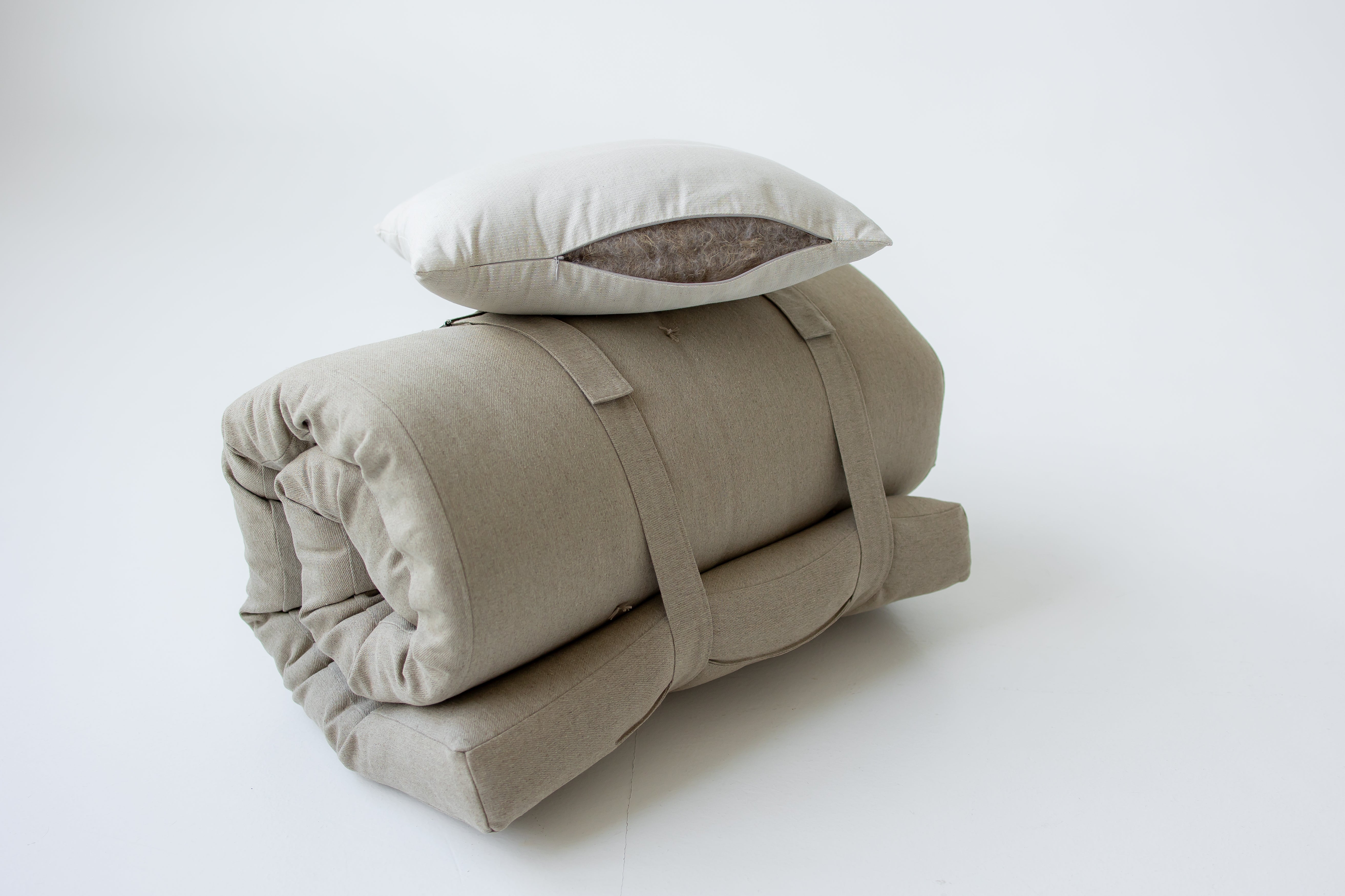 Hemp Shikibuton Pillow custom filled HEMP FIBER in Hemp Fabric with Zipper / Custom Sizes Available / Eco friendly