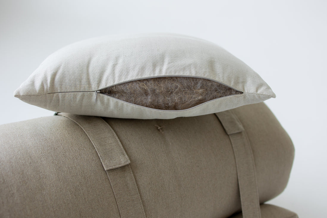 Hemp Shikibuton Pillow custom filled HEMP FIBER in Hemp Fabric with Zipper / Custom Sizes Available / Eco friendly