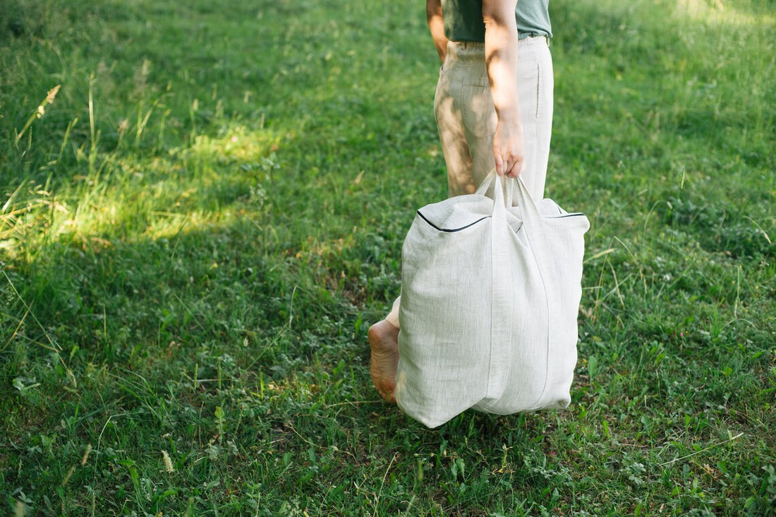 Linen Natural non-dyed bag for meditation set zafu and zabuton meditation cushion bag