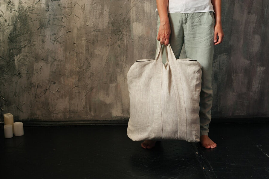 Linen Natural non-dyed bag for meditation set zafu and zabuton meditation cushion bag