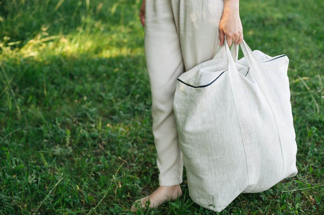 Linen Natural non-dyed bag for meditation set zafu and zabuton meditation cushion bag