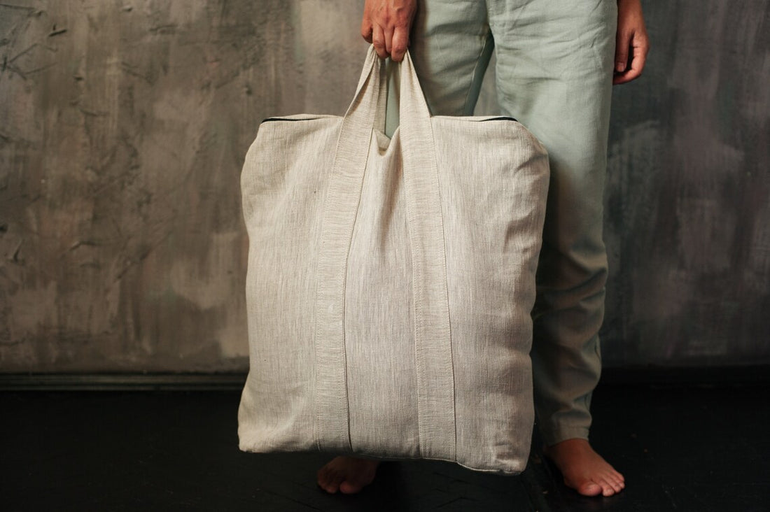 Linen Natural non-dyed bag for meditation set zafu and zabuton meditation cushion bag