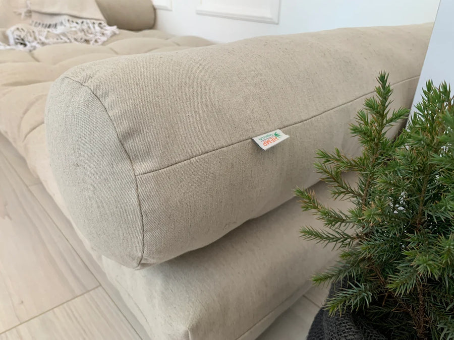 HEMP Mat floor Cushion filled organic hemp fiber filling in natural LINEN fabric Custom made