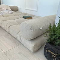 HEMP Mat floor Cushion filled organic hemp fiber filling in natural LINEN fabric Custom made