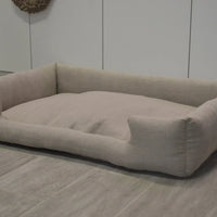 40" x 40" (102 x 102 cm) Organic HEMP pet bed in natural non-dyed linen fabric filled organic HEMP Fiber