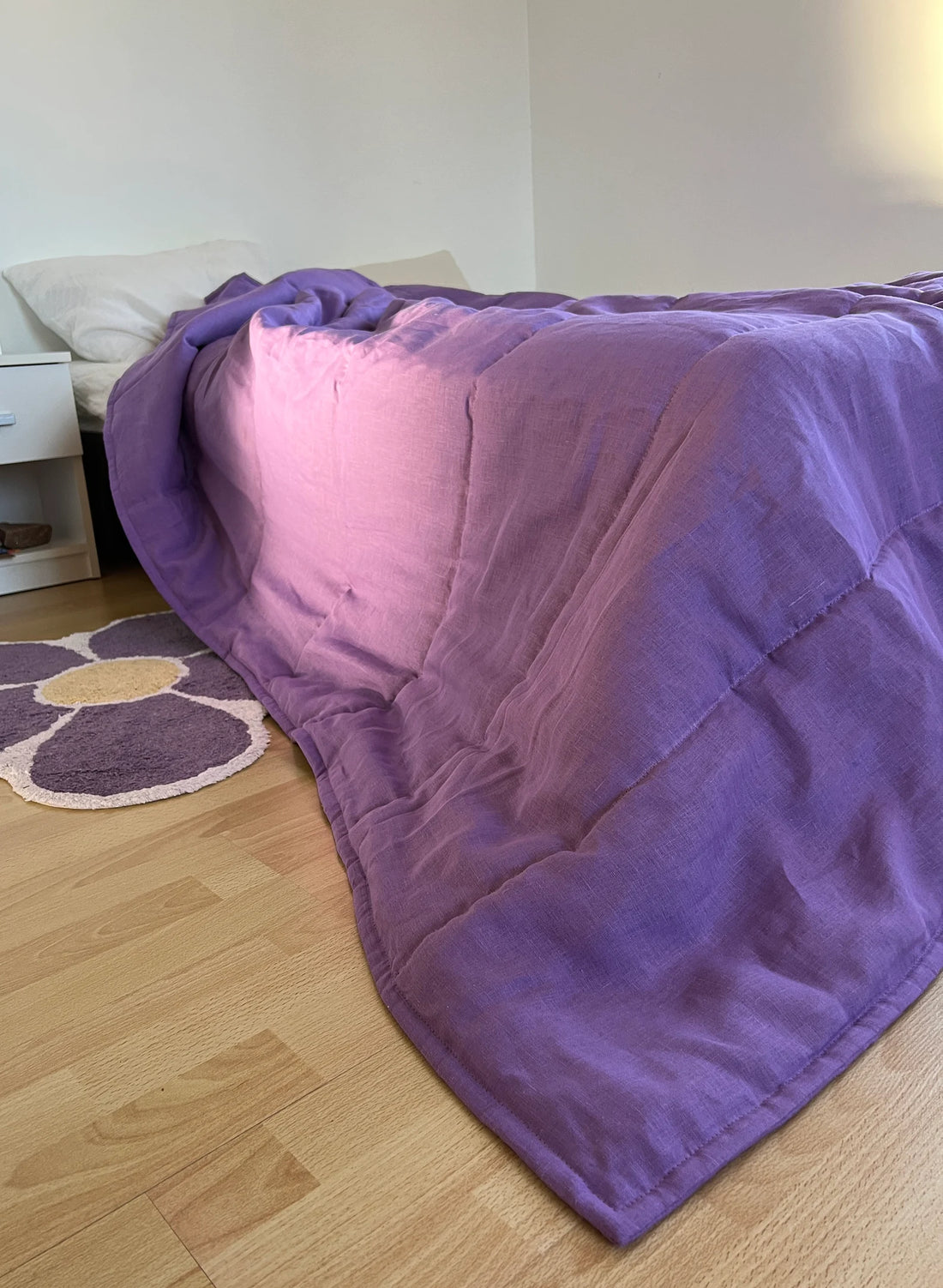 39" x 43" (100 x 110 cm) Lilac HEMP Linen Blanket Quilt Linen Fabric Filler Organic Hemp Fiber Eco friendly