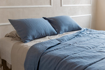 20" x 30" (50x76cm) Blue Deep Water Linen Pillowcases Washed Fabric