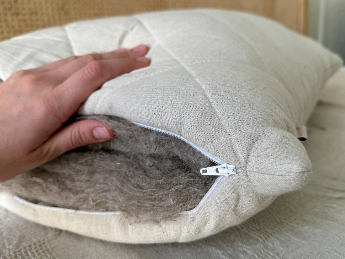 HEMP Pillow filled organic HEMP FIBER in Linen/Cotton fabric regulation height/Hemp pillow/ Hypoallergenic Bed Pillow Eco pillow