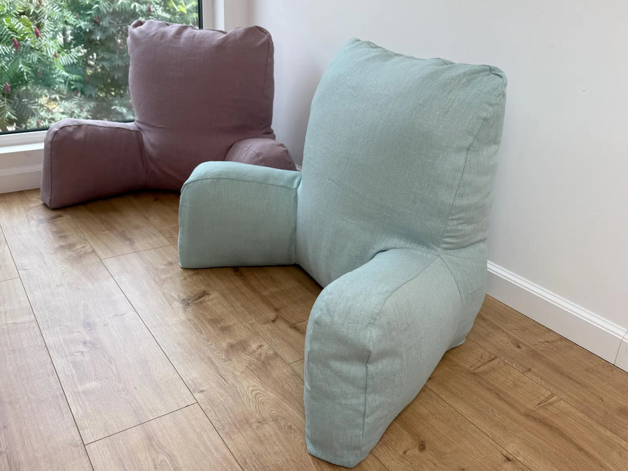 Hemp back cushion filled organic hemp fiber filling with natural linen removable zippered cover