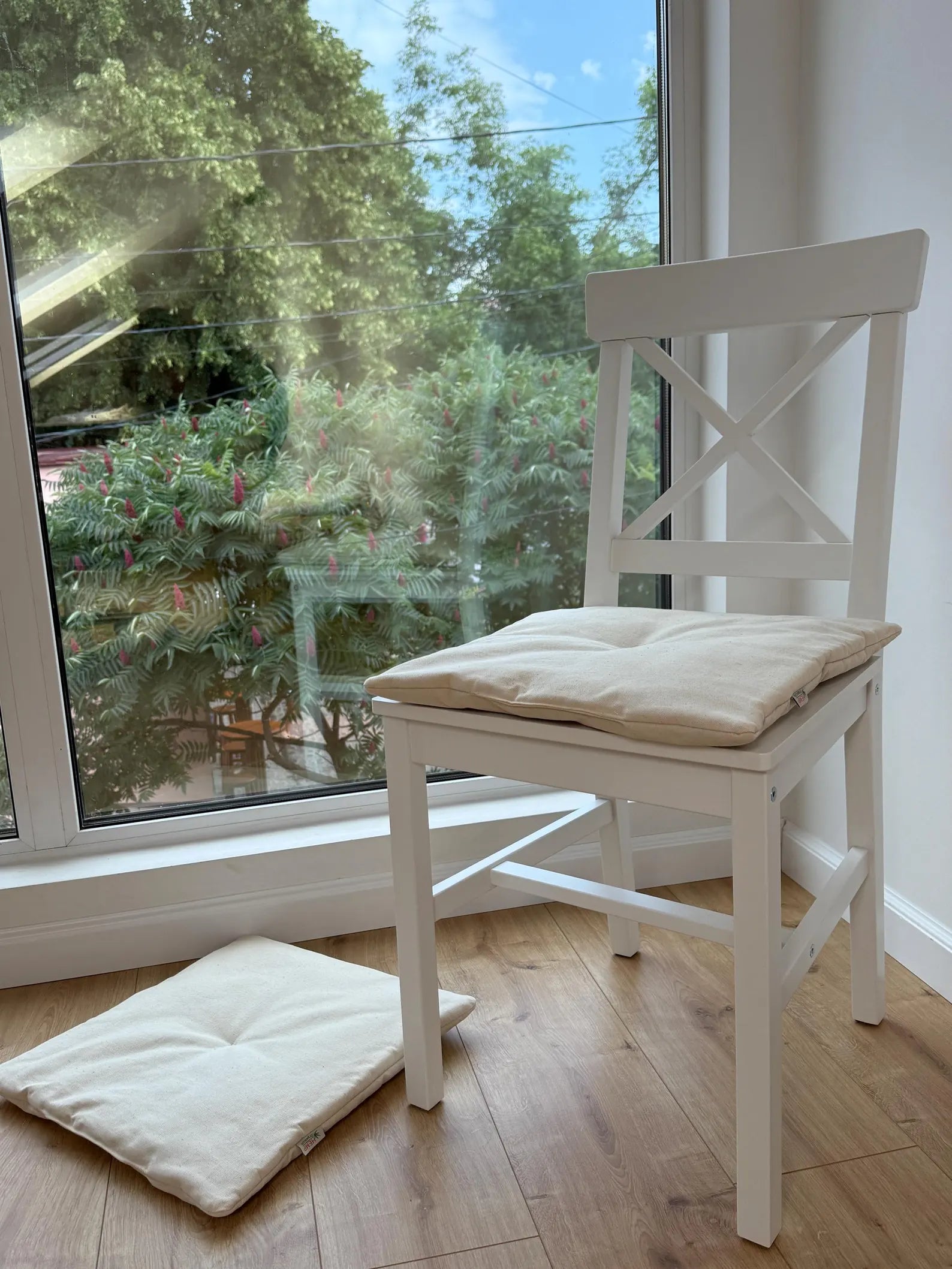 Hemp cotton seat Cushion for chair without ties filled organic hemp fiber in natural cotton fabric Chair Cushion Pillow seat