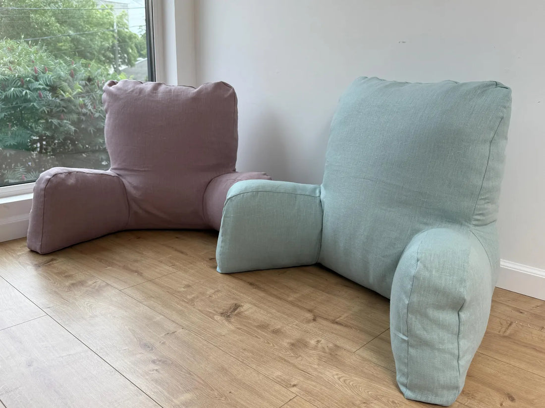 Hemp back cushion filled organic hemp fiber filling with natural linen removable zippered cover