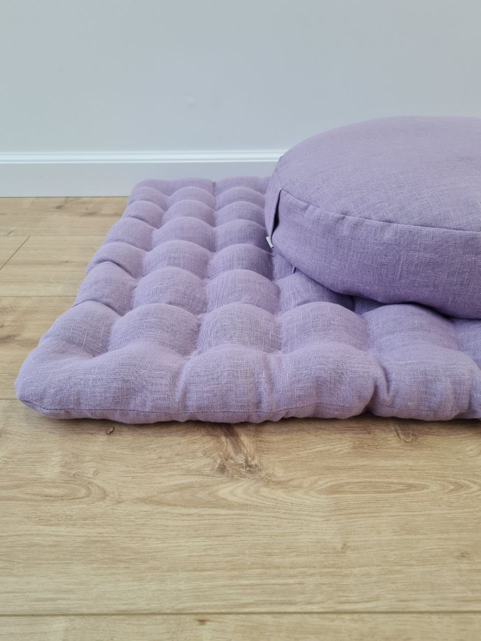 Light lavender Meditation Set Zafu & Zabuton with Buckwheat hulls Linen Floor Meditation cushion Meditation pouf PillowSeat Yoga mats