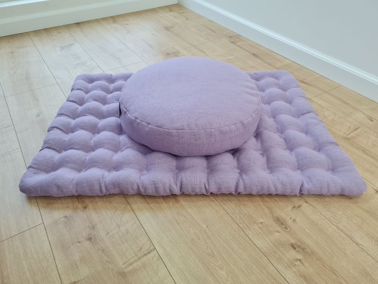 Light lavender Meditation Set Zafu & Zabuton with Buckwheat hulls Linen Floor Meditation cushion Meditation pouf PillowSeat Yoga mats