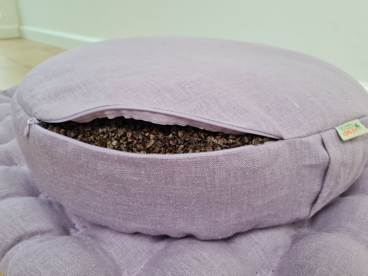 Light lavender Meditation Set Zafu & Zabuton with Buckwheat hulls Linen Floor Meditation cushion Meditation pouf PillowSeat Yoga mats