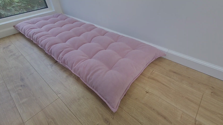 Organic HEMP Floor cushion reading nook pillow Organic Hemp fiber filling in soft pink cotton velvet fabric custom made