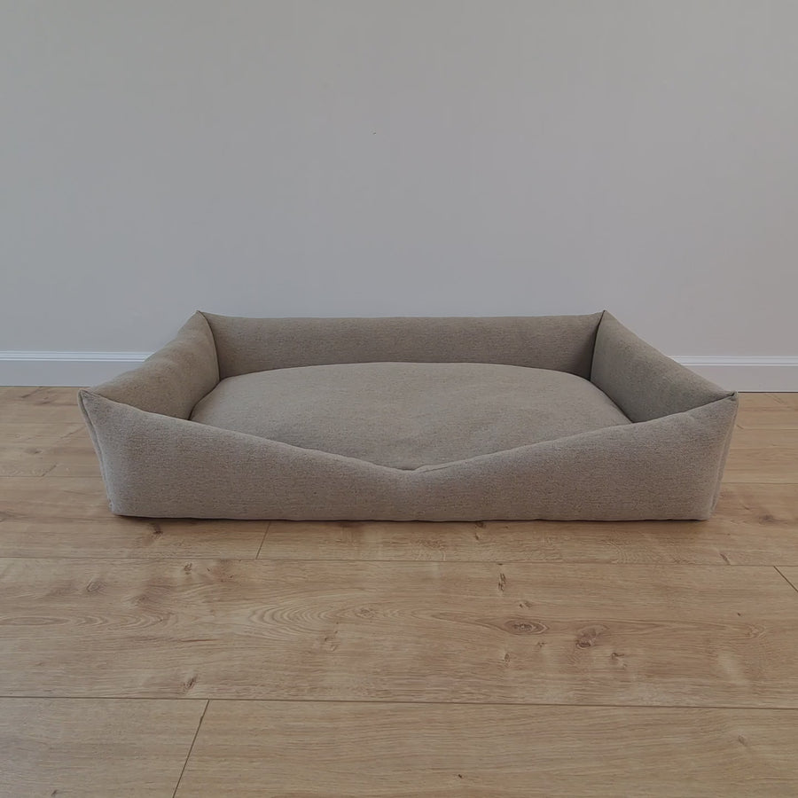HEMP pet bed in natural non-dyed dark grey linen fabric filled organic HEMP Fiber - mat carpet - house for cats organic