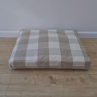 Natural Hemp Pet Mat Pad Cushion Removable Washable Hemp Cover Organic Hemp Fiber Filler in Natural non-dyed Linen Fabric