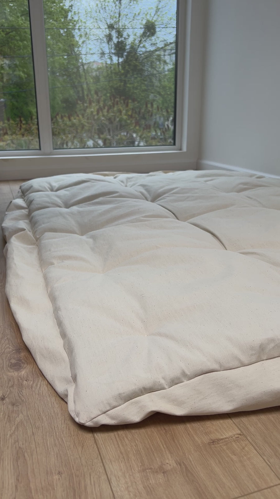 HEMP topper-mattress pad like fitted sheet mat 1.5” thickness filled organic hemp fiber filler in natural non-dyed Cotton fabric Custom Size Hand made