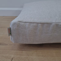 21.5" x 41" (54 x 105 cm) Hemp cushion with removable cover Hemp fiber filling in linen fabric with linen cover