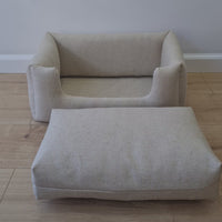 HEMP pet bed filled organic HEMP Fiber in dense natural beige linen fabric with thick cushion inside - mat - house for cats dogs organic