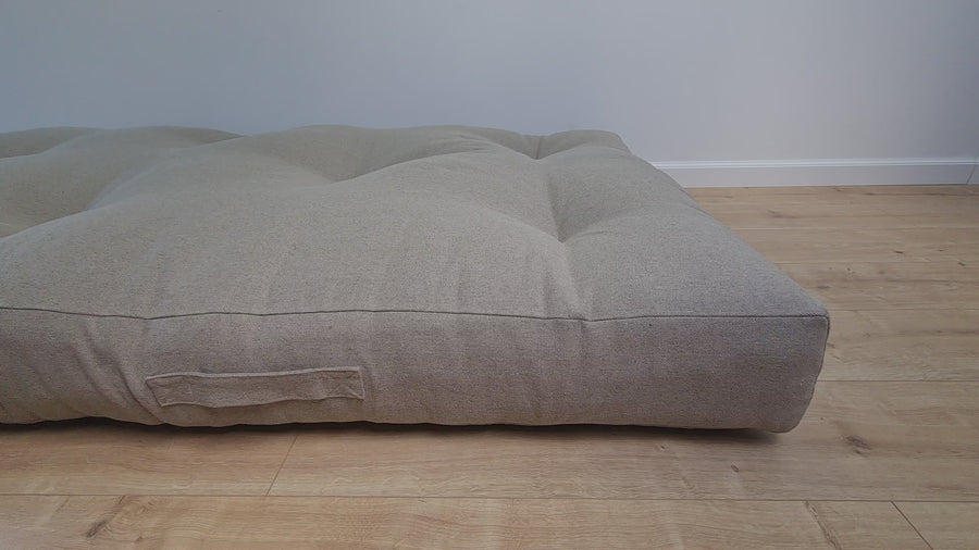 HEMP shikibuton 6” thick mat Shiki futon filled organic hemp fiber filler in natural undyed linen fabric Custom Size Hand made
