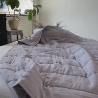 43" x 57" (110 x 145 cm) Lilac HEMP Linen Blanket Quilt Linen Fabric filled organic Hemp Fiber Filler