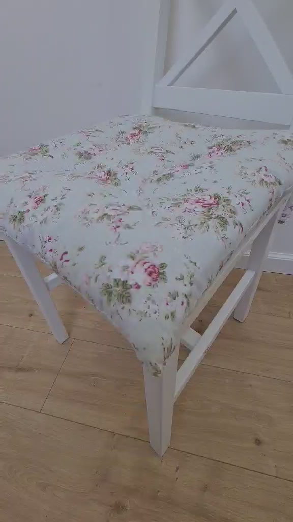 Hemp Chair Seat Cushion filled organic Hemp Fiber in Roses on Mint natural cotton fabric Custom Size, Pillow