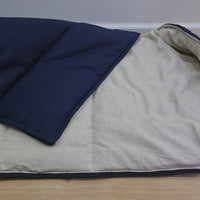 Natural Kids HEMP Linen Sleeping Bag with Hood in dark blue School Nap mat for Kids, camping van sleeping bag organic hemp fiber filling