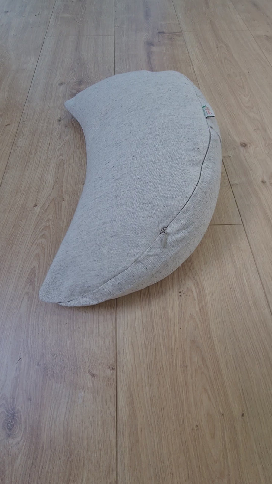 Hemp meditation Cresсent cushion filled with buckwheat hulls