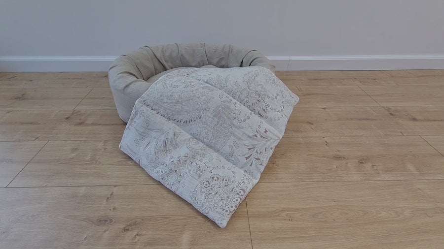 16" x 20" (40 x 50 cm) HEMP DOG blanket filled HEMP Fiber in natural linen fabric dog blanket for bed dog mat