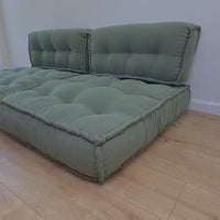 Unique Set of Hemp floor cushions: two 35"x28"x7.8"(90x72x20 cm), plus two back cushions of 28"x12.5"x7.8"(72x32x20) organic hemp filling