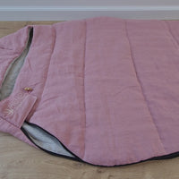 HEMP natural Sleeping bag with hood organic hemp fiber filling inside in linen non-dyed + pink fabric hand made