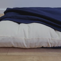 27" x 51" (70x130cm) Cover with zipper for shikibuton 3 inches thick in Natural dark blue cotton