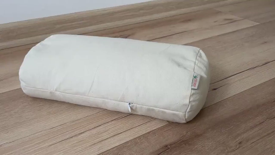 Cotton Bolster filled organic Buckwheat hulls yoga pillow Meditation pillow natural non dyed cotton fabric