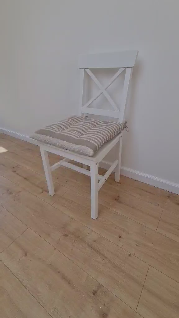 Hemp Linen seat cushion for chair with ties filled organic hemp fiber in natural linen fabric Chair Cushion Pillow seat