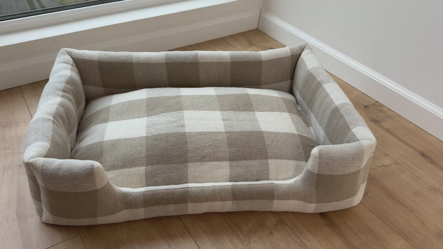 Natural Hemp Linen Pet Bed Filled Organic Hemp Fiber in thick Linen Natural Fabric Dog Floor cushion Pad Medium Large Dog cots eco friendly