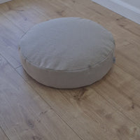 Round Hemp cushion with removable cover Hemp fiber filling in cotton fabric with linen non-dyed cover Floor cushion custom made size